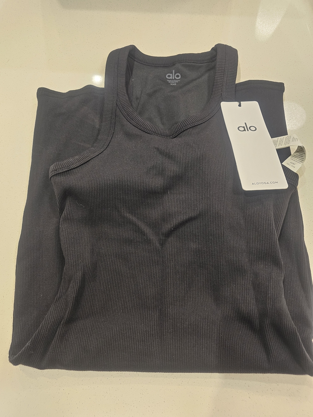 ALO Yoga Black Ribbed Racerback Dress